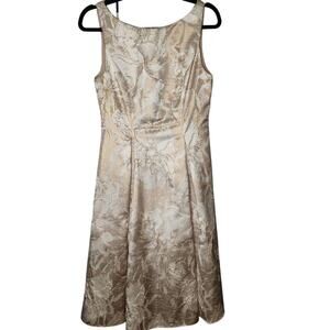 Aidan Mattox Gold Brocade Cocktail Dress, Size 8